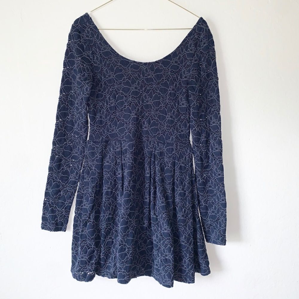 Free People Blue Lace Mini Dress XS